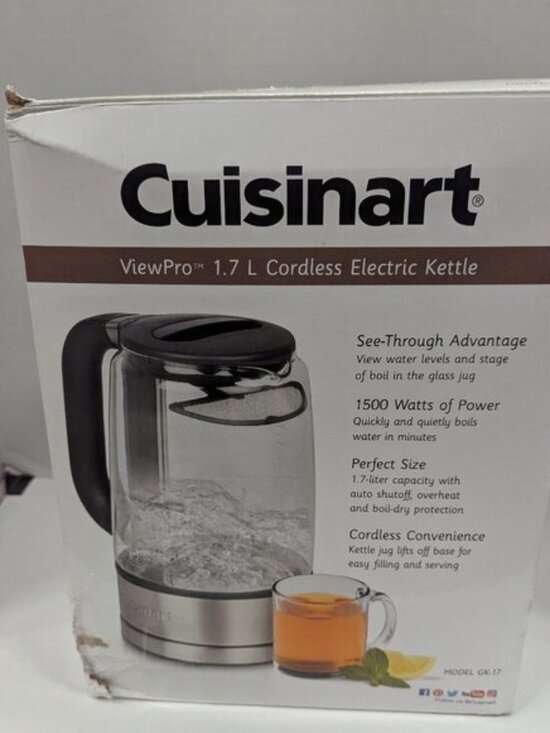 Cuisinart Other - Cuisinart GK-17 ViewPro Cordless Electric Kettle | 1.7L, 1500W, Glass & Steel